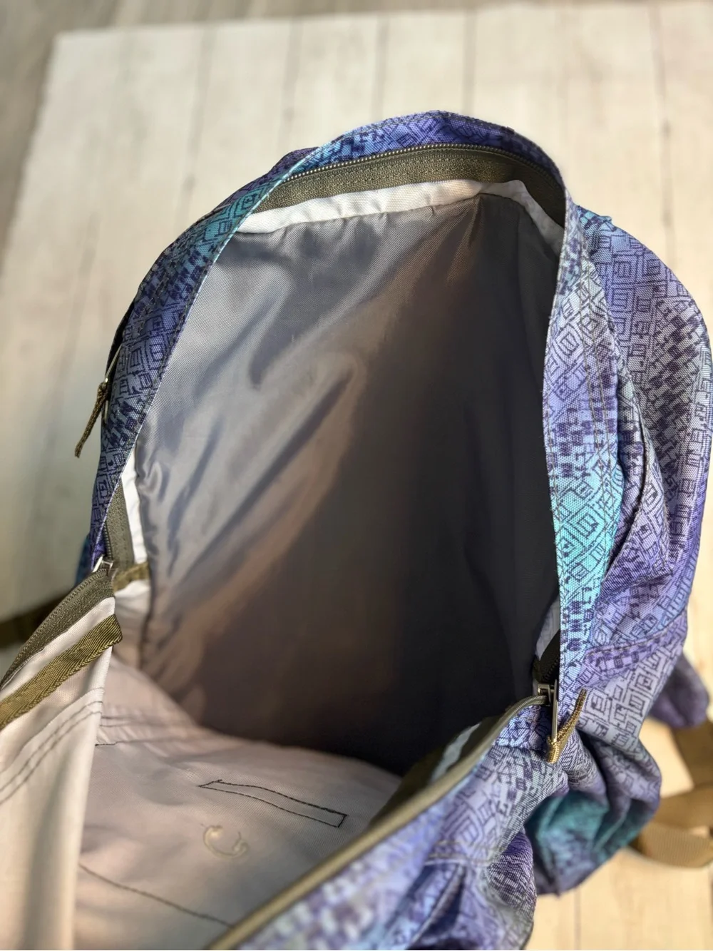 L.L. Bean Blue & Teal Geometric Backpack